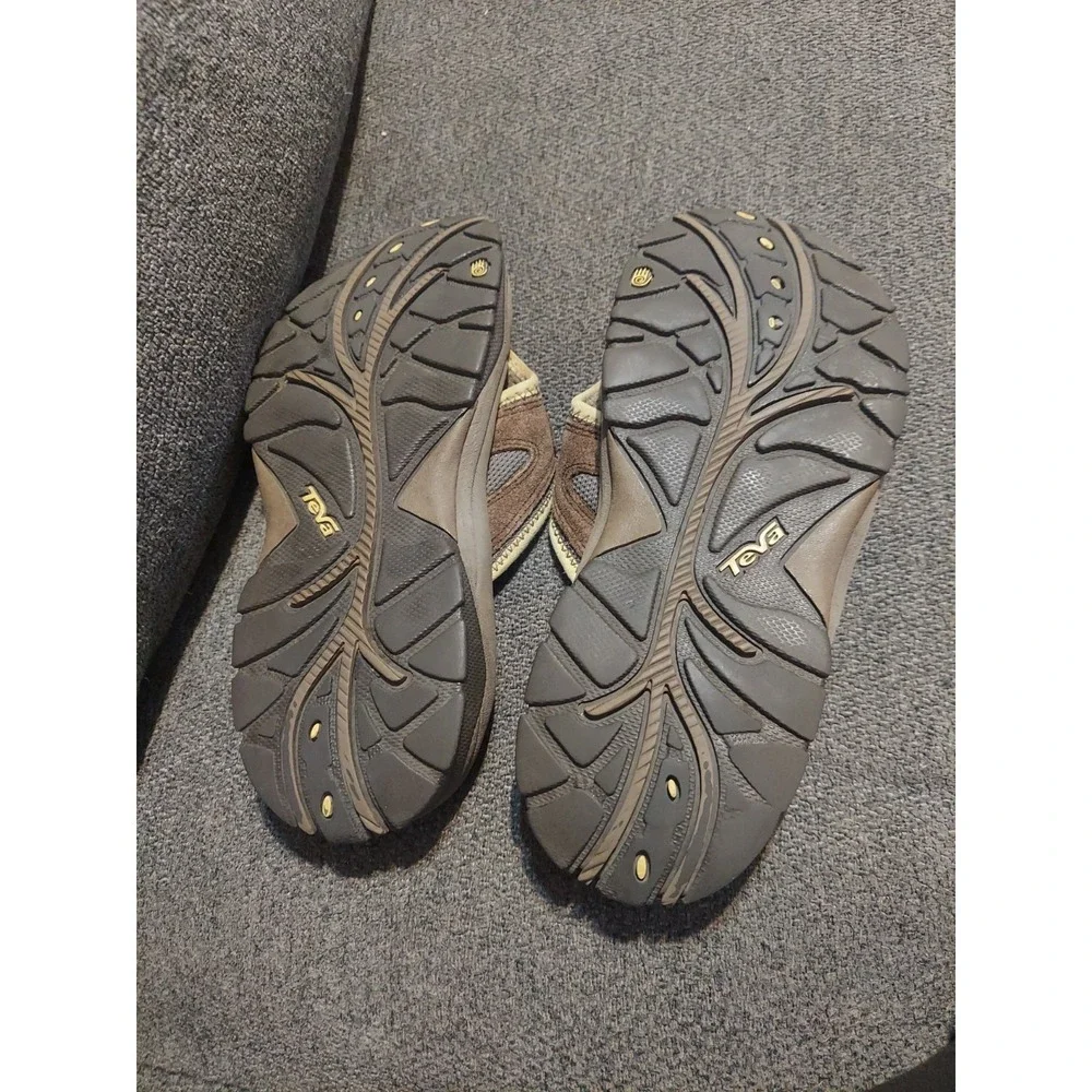Teva Mens 8 Suede Thong Flip Flops Sandals Outdoor Toe Post Leather Brown Pool